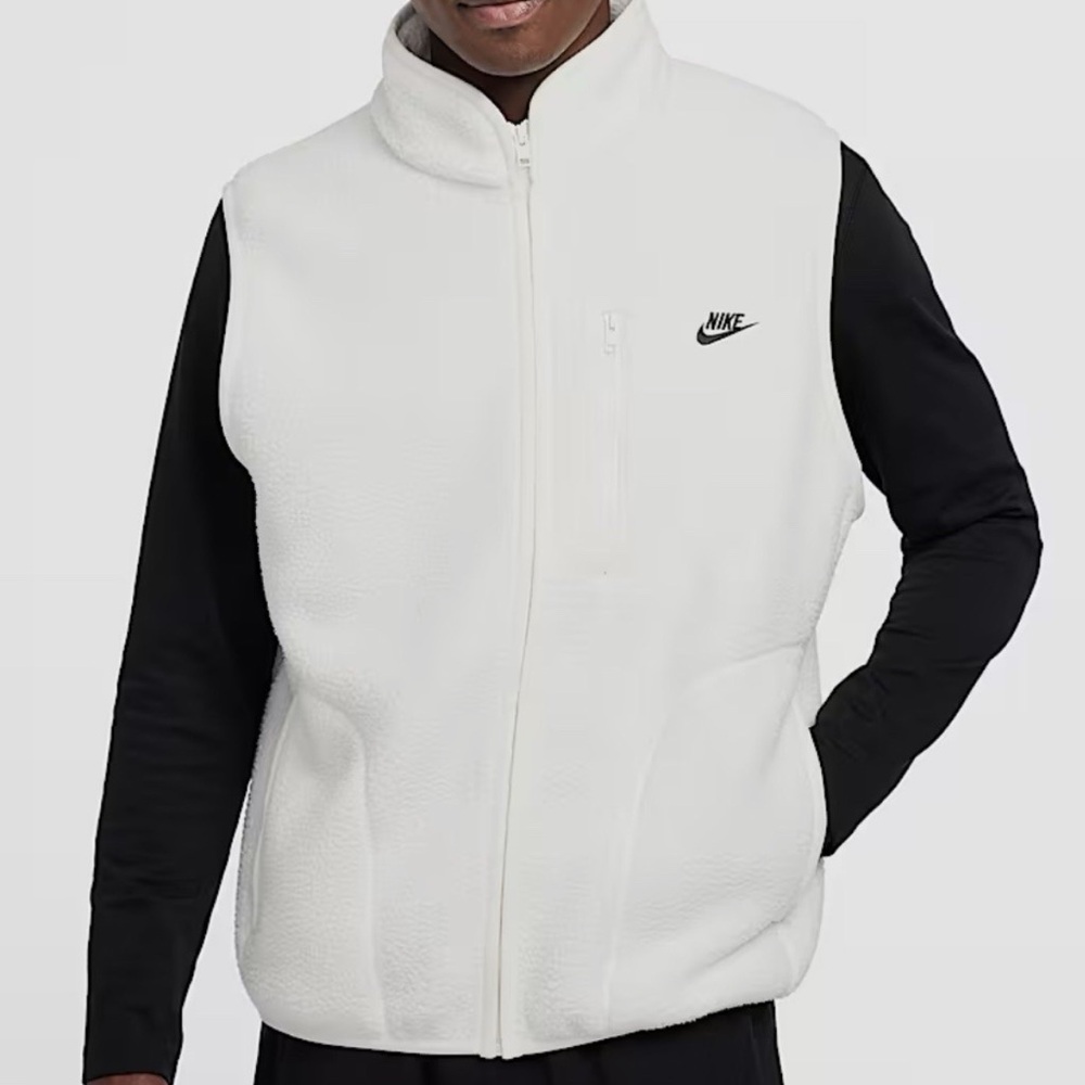 Nike Winterized Fleece Vest Size Medium Mens White Sportswear Club Full Zip - Picture 7 of 9